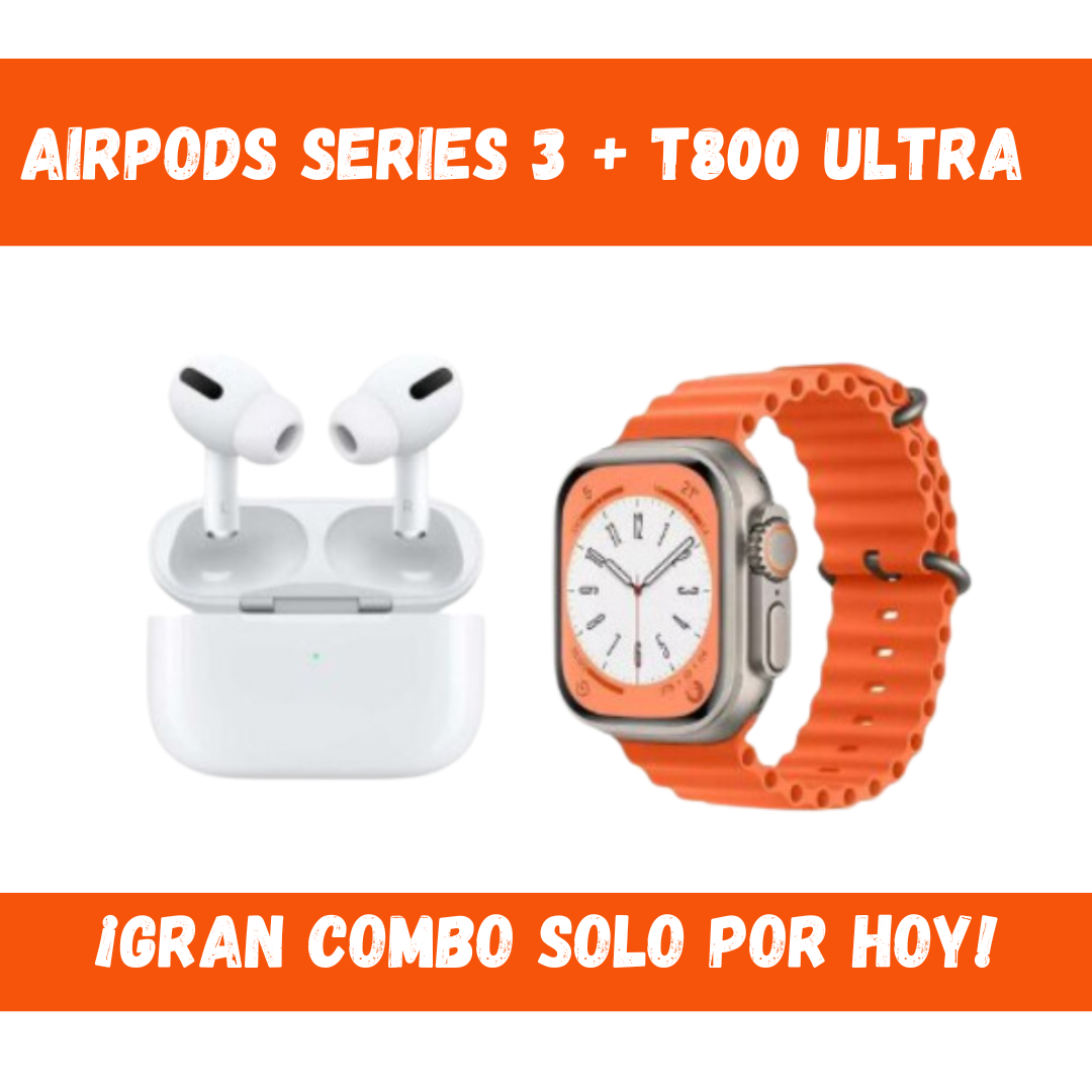 AIRPODS SERIES 3-1.1 + T800 ULTRA + Manilla de Repuesto